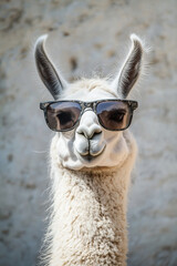 Obraz premium Portrait of beautiful llama with sunglasses
