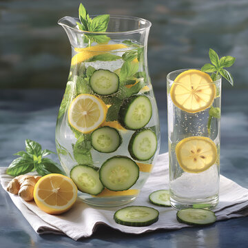 Fresh Lime Drink and Limes &ndash; Glass Can with Citrus Juice, Grey Background. 
 cold lime juice, healthy lime drink, lime drink with ice, lime cocktail, natural citrus drink, citrus fruit, healthy bever
