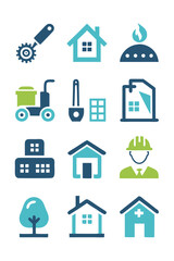 Vector Home and Construction Icon Set Illustration