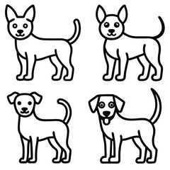 cute dog icon set 6 vector on white background 