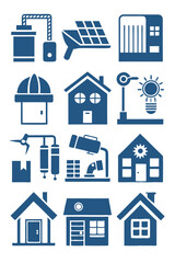 Vector Icons Depicting Smart Home and Industry Technology