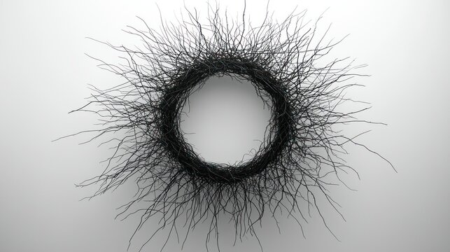 Wreath Dark branches forming a circle on white
