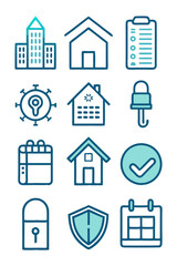 Modern Icon Set: Home, Security, and Organization