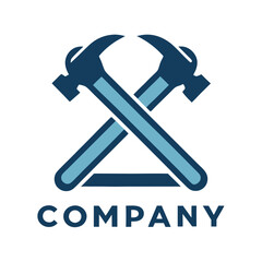Two hammer crossed logo construction company design graphic