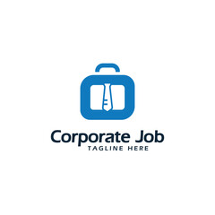Corporate job hire logo design concept for business or company recruitment briefcase employee office