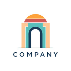Geometric archway logo design in pastel colors