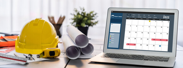 Calendar on computer software application for brisk schedule planning for personal organizer and...