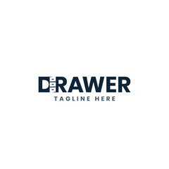 Drawer wordmark logo design concept simple minimal timeless design for furniture shelf closets