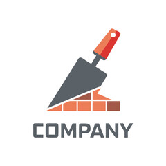 Construction trowel logo with bricks for building company