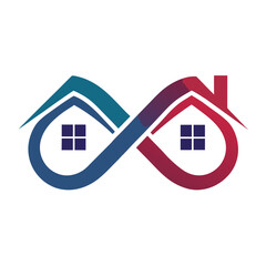 Infinity Real Estate: Intertwined Houses, Logo, and Real Estate
