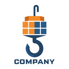 Abstract Crane Hook Logo for Construction and Industry