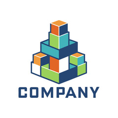 Colorful Geometric Cubes Logo for Modern Tech Company