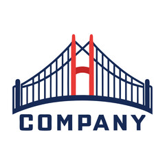 Bridge Company Logo Design with Red and Blue Colors
