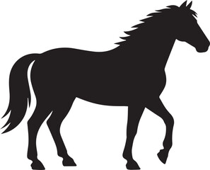 Elegant Horse Silhouette Walking Stallion Symbol Minimalist Equestrian Design Vector Illustration