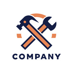 Handyman service logo with hammer and wrench vector