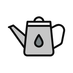 Grey teapot with water drop logo icon isolated