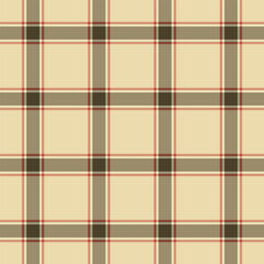 Elegant cream, brown, and red plaid pattern.  Perfect for textile design, website backgrounds, or crafting projects.