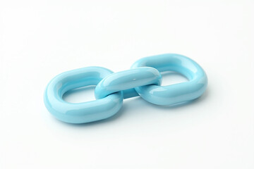 Two pastel blue links interlocked, symbolizing connection and unity against a bright white background.