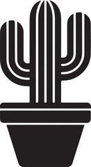 Stylized Cactus Plant In Pot Minimalist Desert Icon Illustration Vector