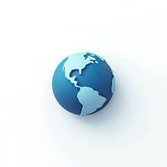 Fototapeta premium Simple 3D Render of a Blue Earth Globe on White