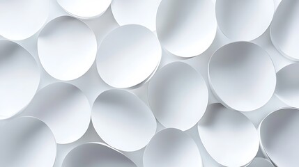 Abstract White Paper Circle Background Design, Minimal 3D Overlapping Layers Texture Concept, Elegant Soft Light Composition for Modern Art