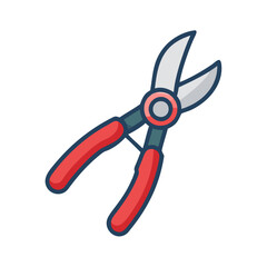 Red handled pruning shears illustration on black background