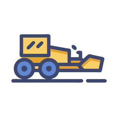 Icon of yellow and blue grader on black background