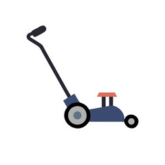 Lawn Mower Icon: Simple Vector Illustration on Black