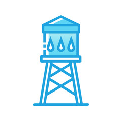 Isolated blue water tower with water drops illustration