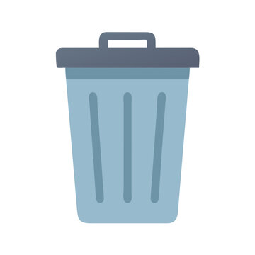 Light Blue Trash Can with Lid Illustration