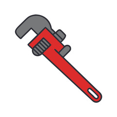 Cartoon-styled illustration of a red pipe wrench tool