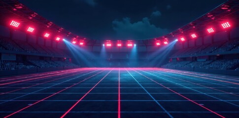 Dark grid pattern with moving lines resembling a sports stadium , abstract texture, stadium, grid