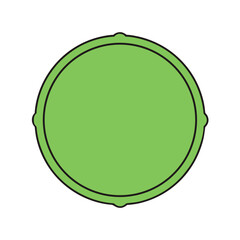 A simple green circular badge with black outline and 4 black dots, ready for your creative text or logo design.
