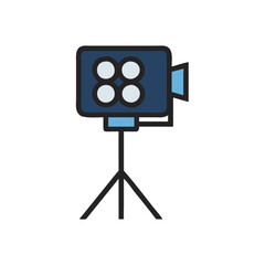 Cartoon film studio light spotlight icon on black