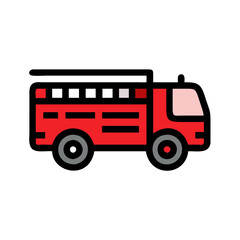 Red Fire Truck Icon on Black Background