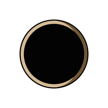 A simple round shape, brown outline and black solid color. Ideal for graphic design and branding projects, adding a touch of simplicity.