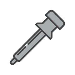 Gray push pin icon isolated on black background