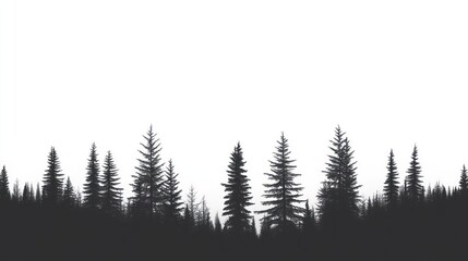 Silhouetted pine forest, scenic landscape, nature background, for website design