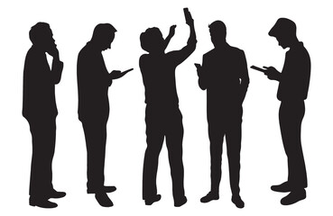 Corporate Team Standing Together Business People Silhouette Set