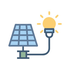Solar Panel Powering Light Bulb: Sustainable Energy Concept