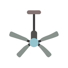 Ceiling Fan with Light Fixture, Flat Vector Style