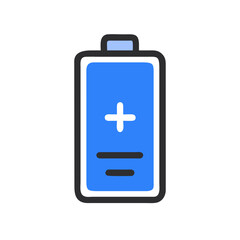Obraz premium Blue Battery Icon Fully Charged on Black Background