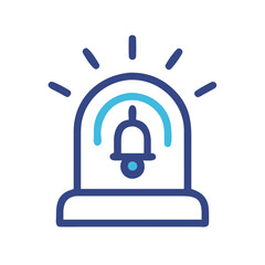 Alert Bell Icon with Rays on Black Background