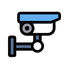 Modern CCTV Camera Vector Icon on a Black Background