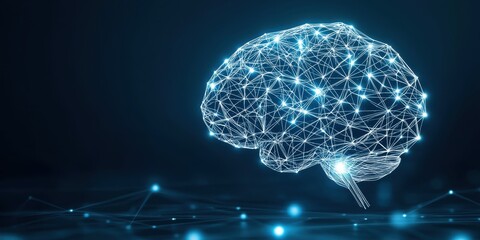 AI-powered neural vision. Digital brain illustration with glowing connections representing technology and intelligence.
