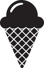 Simple Ice Cream Cone Icon Black And White Minimalist Design