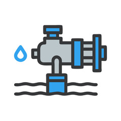 Water Pump Icon: Industrial, Plumbing, and Irrigation Vector