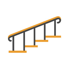 Orange and grey stairs in modern flat design style