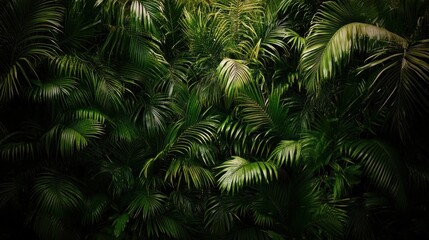 Tropical foliage, dense jungle backdrop, lush greenery, nature