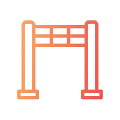 Abstract orange fence or gate icon on black